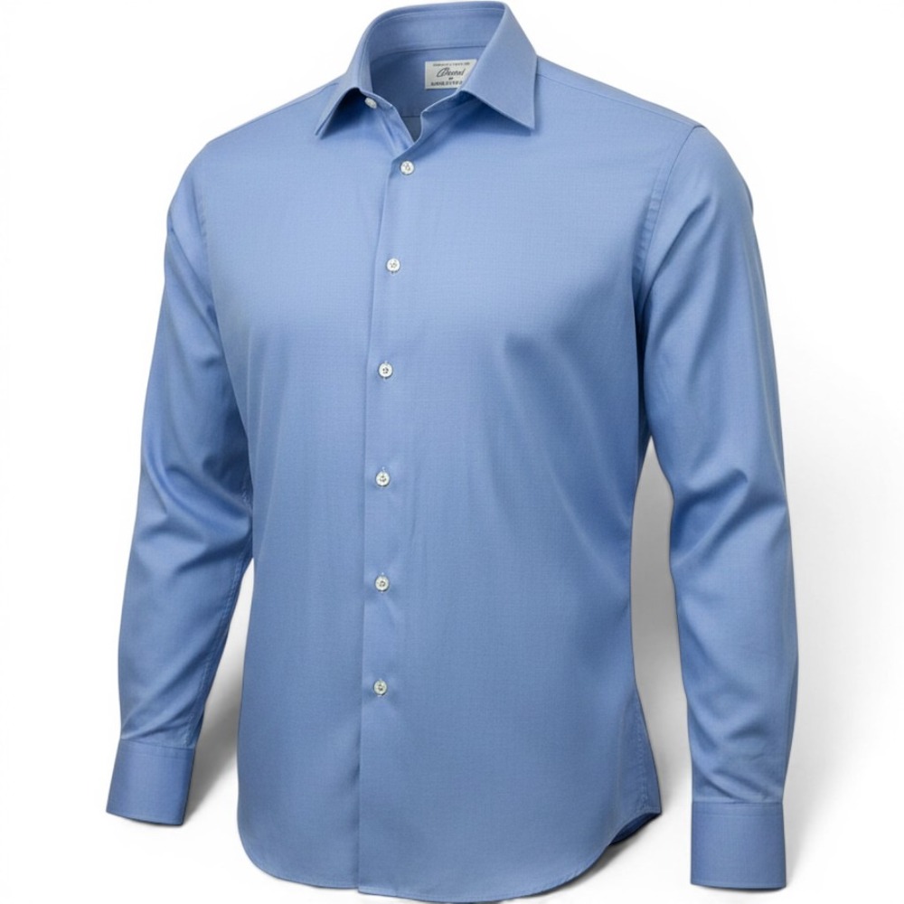 Brioni Maus & Hoffman Mens Blue Cotton Button Down Dress Shirt Size 17 43 Italy